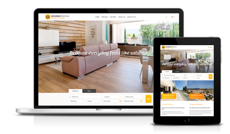Diseño web adaptable para Saturday Rentals holiday homes