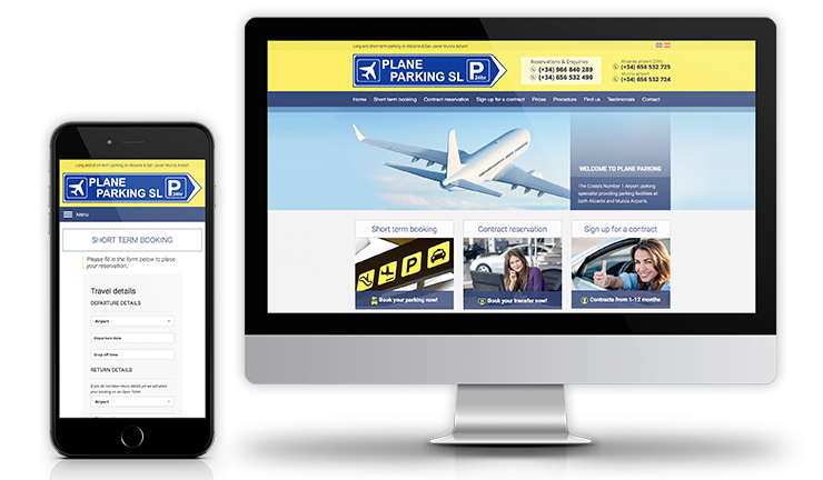 Diseño web adaptable para Plane Parking, Alicante airport parking